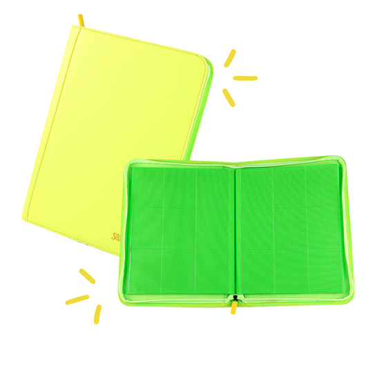 [Neon Yellow/Green] 9 Pocket  PU Zipper Card Binder