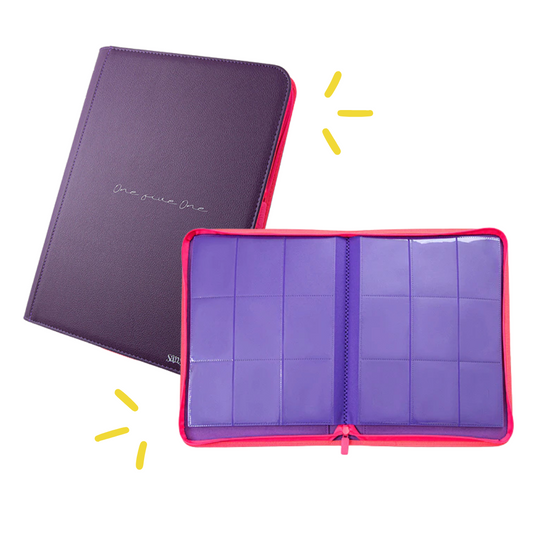 [Purple] 9 Pocket  PU Zipper Card Binder