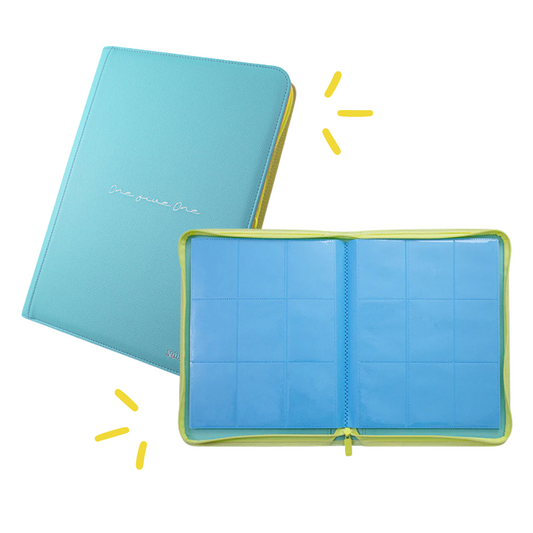 [Baby Blue] 9 Pocket  PU Zipper Card Binder