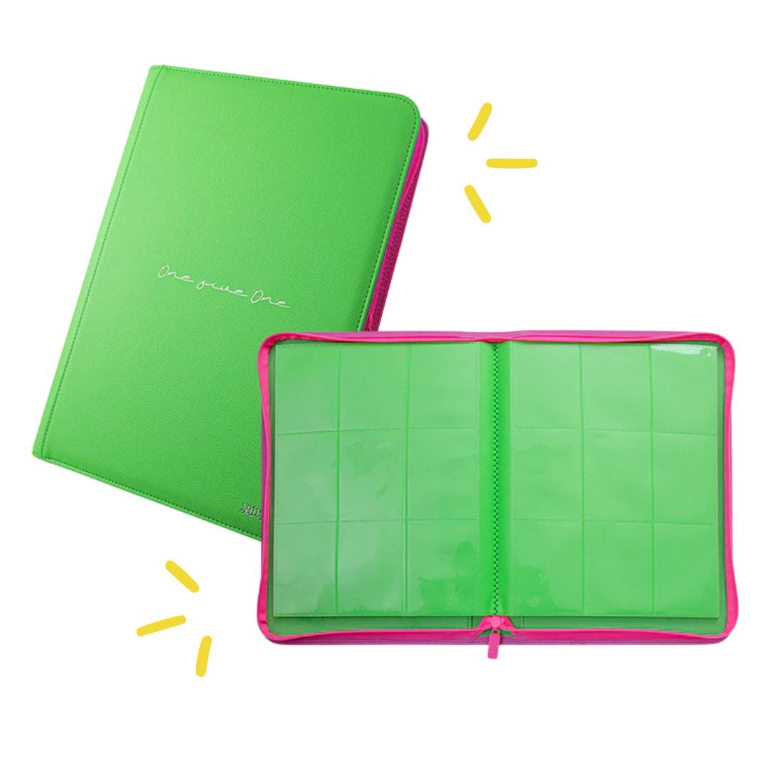[Green] 9 Pocket  PU Zipper Card Binder