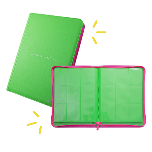 [Green] 9 Pocket  PU Zipper Card Binder