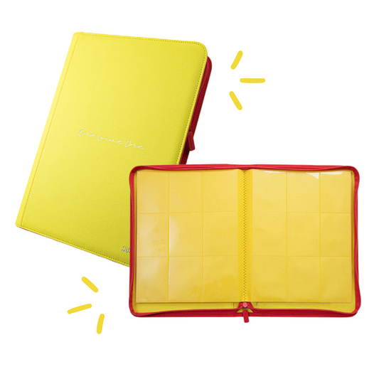 [Yellow] 9 Pocket  PU Zipper Card Binder