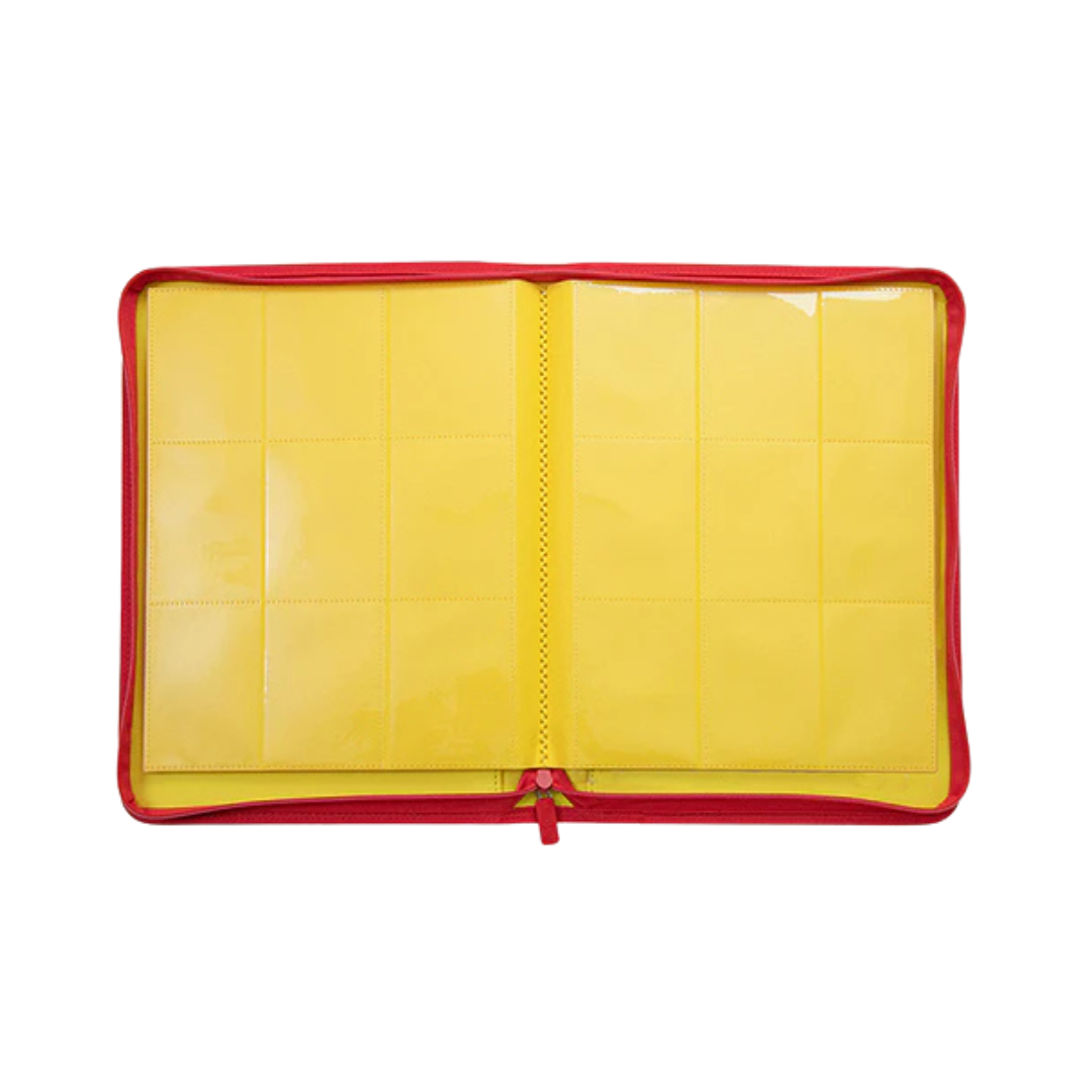 [Yellow] 9 Pocket  PU Zipper Card Binder