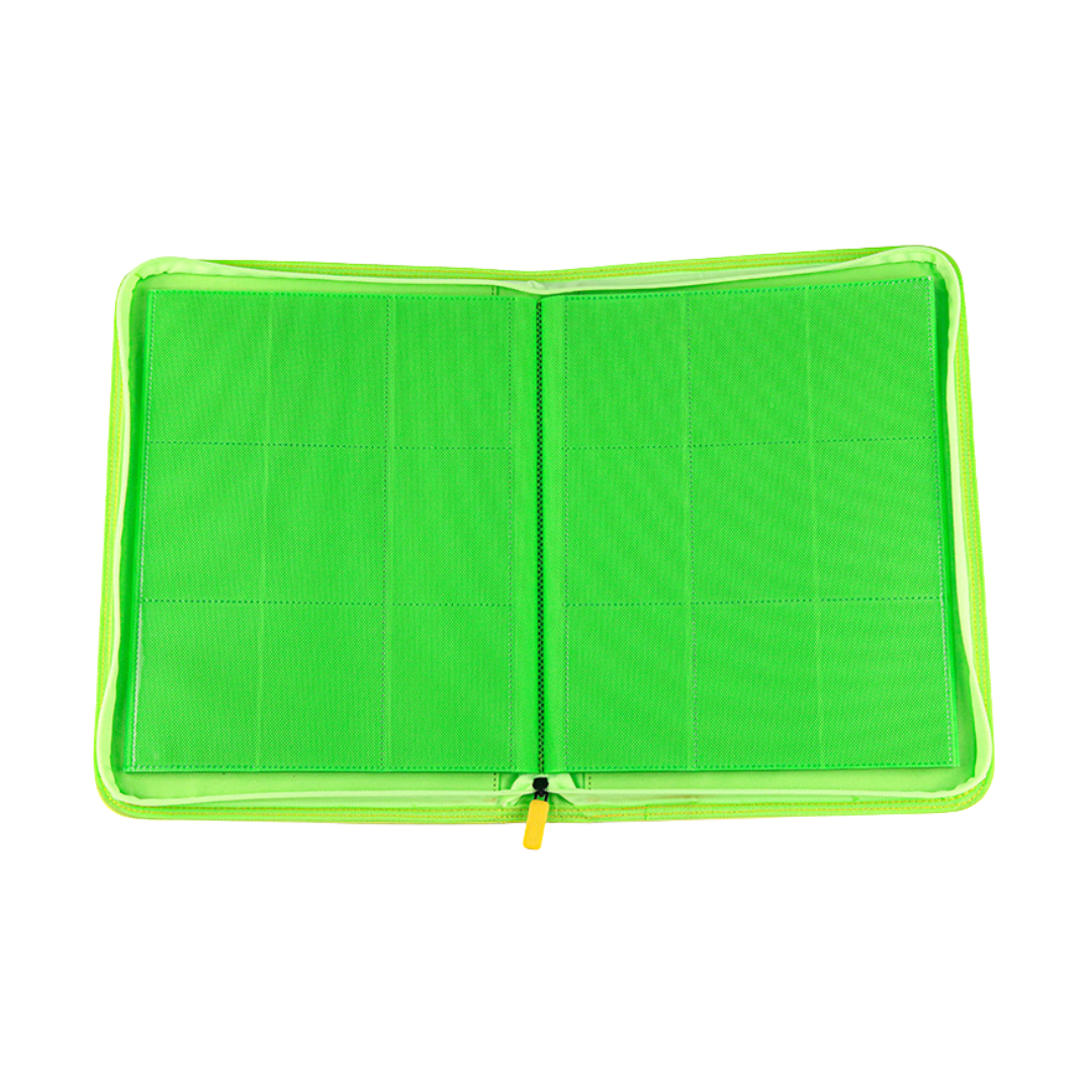 [Neon Yellow/Green] 9 Pocket  PU Zipper Card Binder