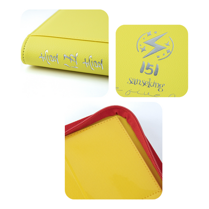 [Yellow] 9 Pocket  PU Zipper Card Binder