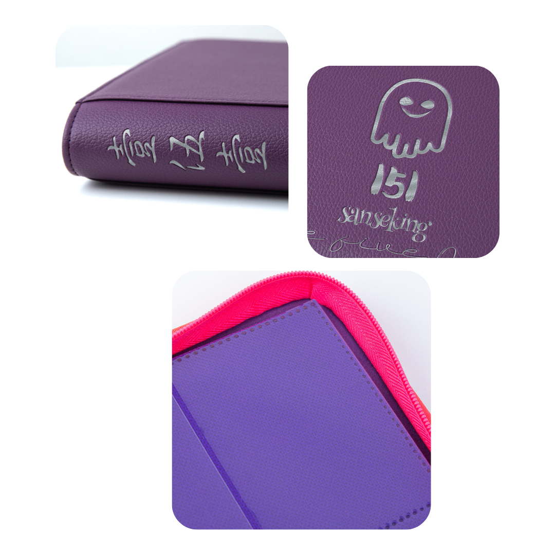 [Purple] 9 Pocket  PU Zipper Card Binder