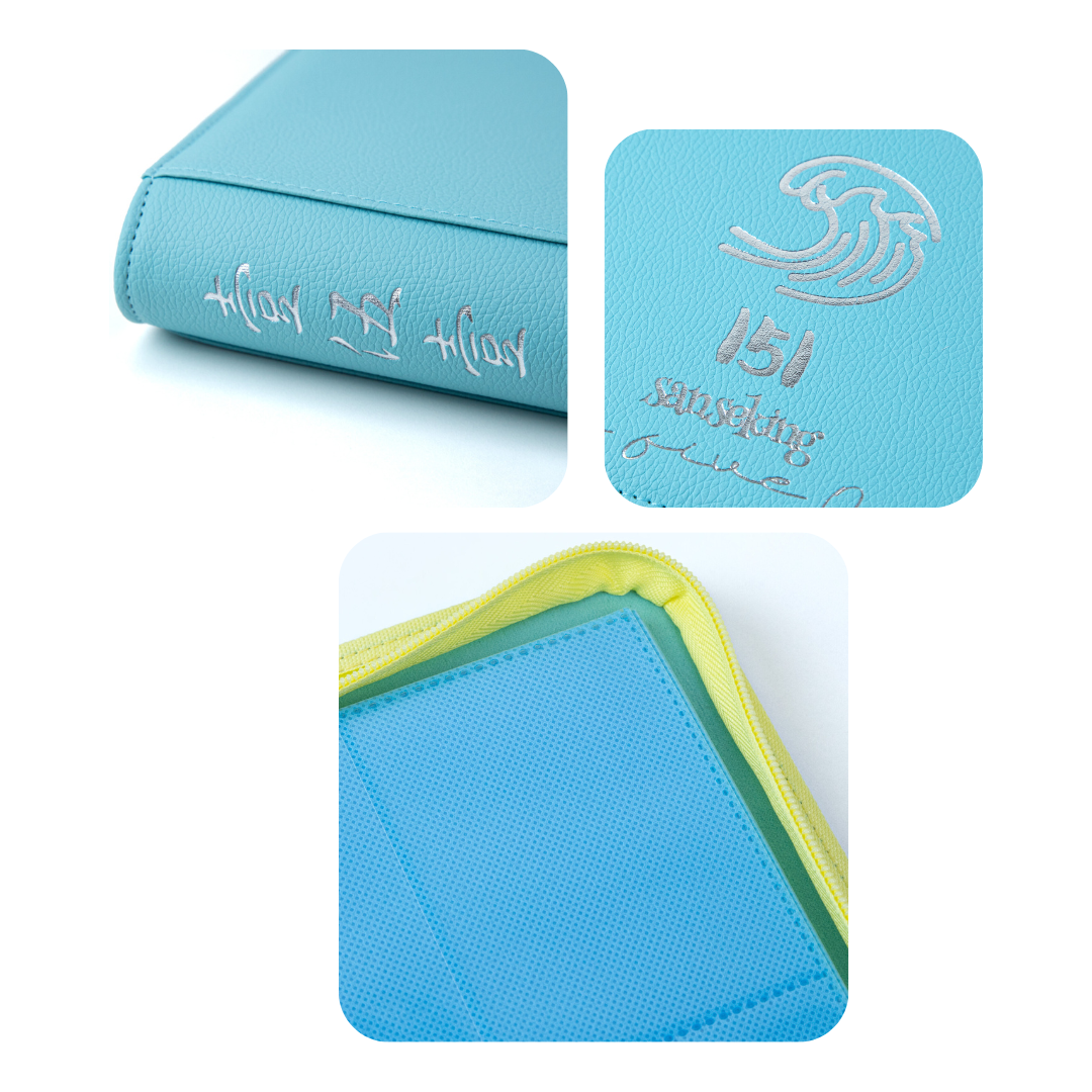 [Baby Blue] 9 Pocket  PU Zipper Card Binder