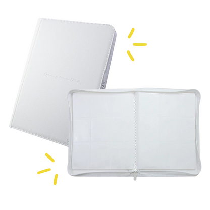 [White] 9 Pocket  PU Zipper Card Binder