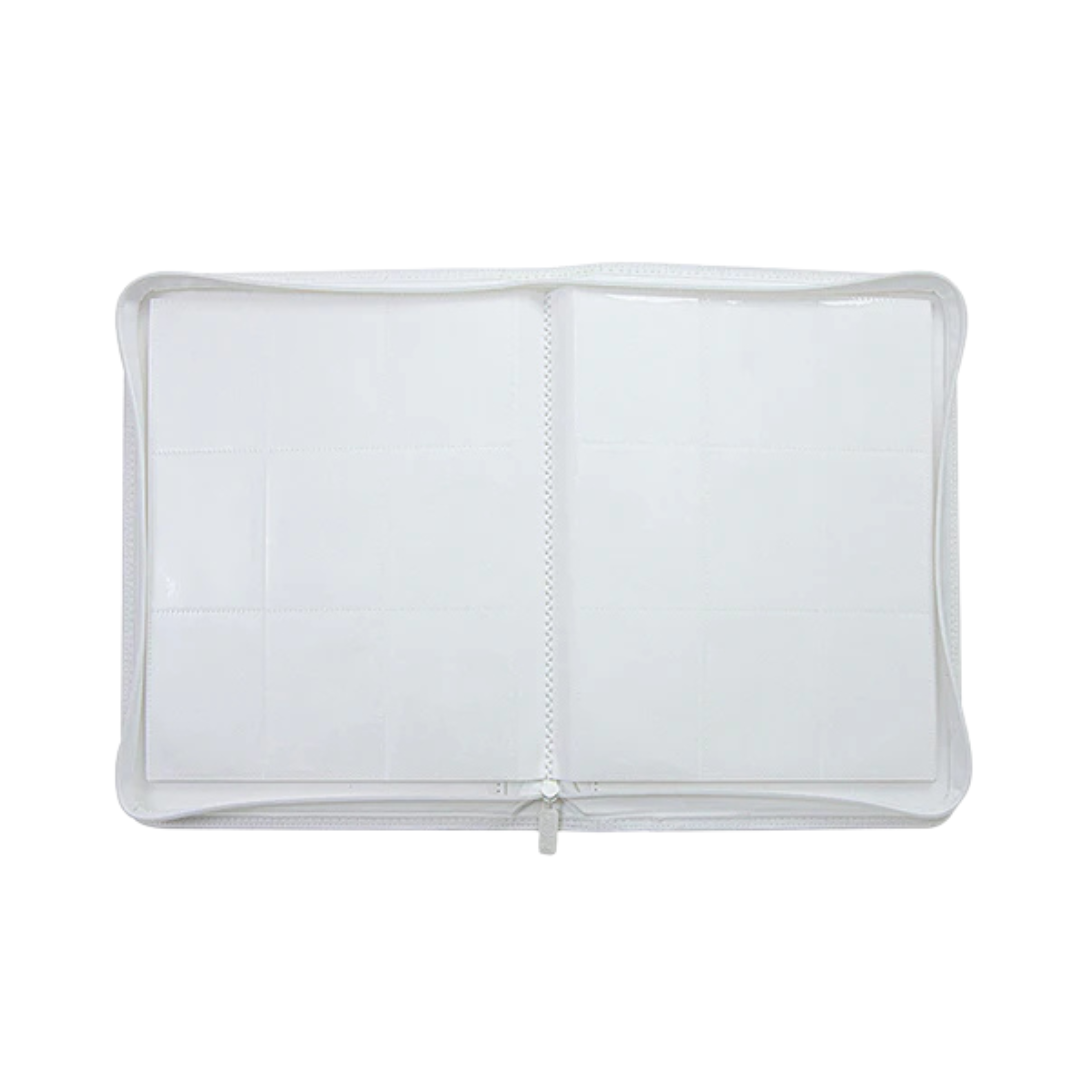 [White] 9 Pocket  PU Zipper Card Binder