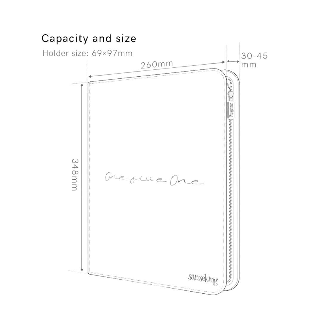 [White] 9 Pocket  PU Zipper Card Binder